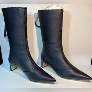 *NWT* Coach Leo Black Shearling Lined Low Heeled Boot Size 8.5 M